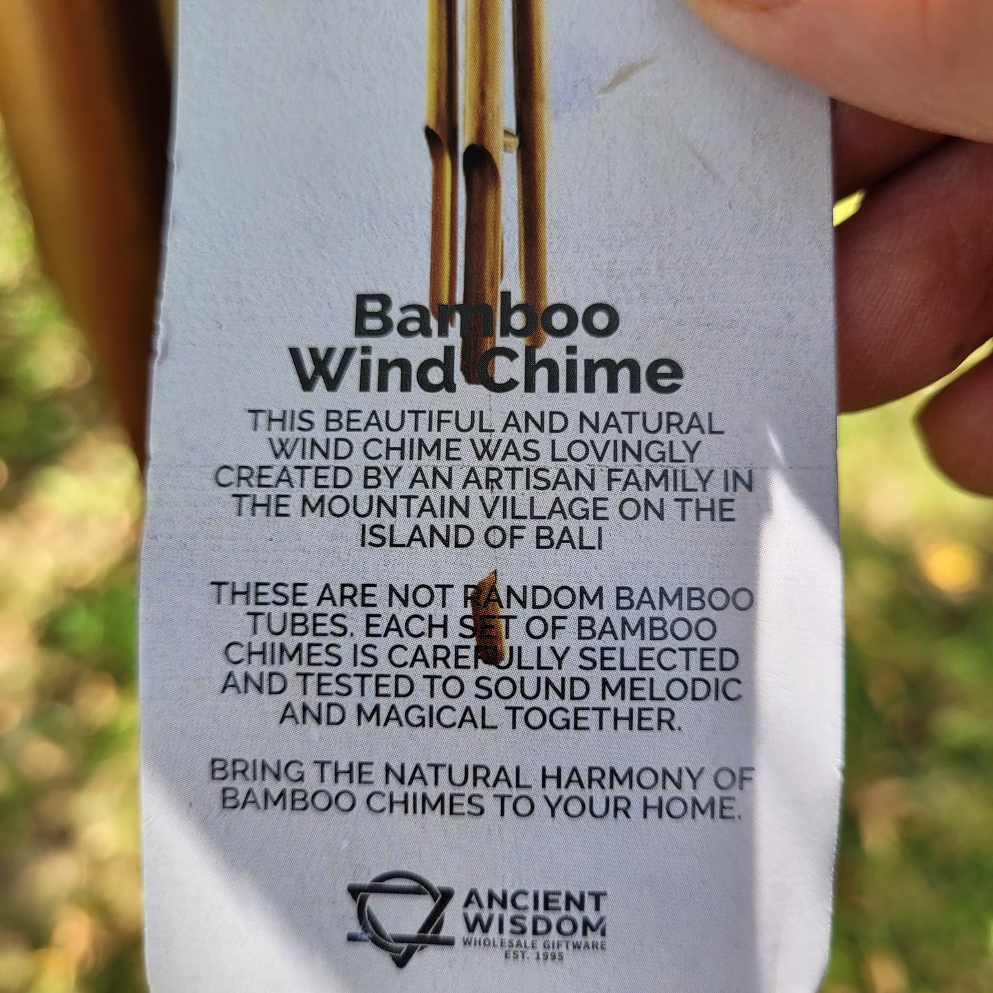 Bamboo Windchime - Natural finish - 6 Large Tubes